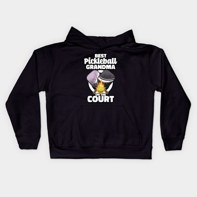 Best Pickleball Grandma Paddle Pickleballer Lucky Pickleball Kids Hoodie by MerchBeastStudio